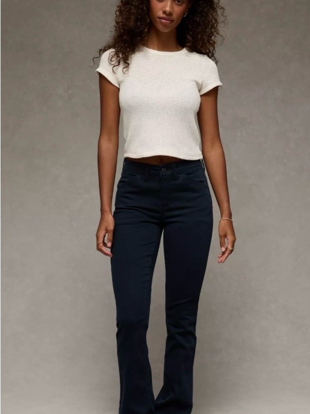 AE Curvy High Waisted Kick Bootcut Khaki Pant